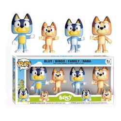 Set de 4 Funko Pop Familia de Bluey, funko, pop, funko pop, bluey, juegos, juguetes, figuras, animacion