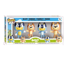 Set de 4 Funko Pop Familia de Bluey, funko, pop, funko pop, bluey, juegos, juguetes, figuras, animacion