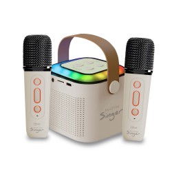 karaoke My Lil First Singer 2 con luz RGB 2 micrófonos inalámbricos White, parlate, karaoke, microfono, regalo, niño