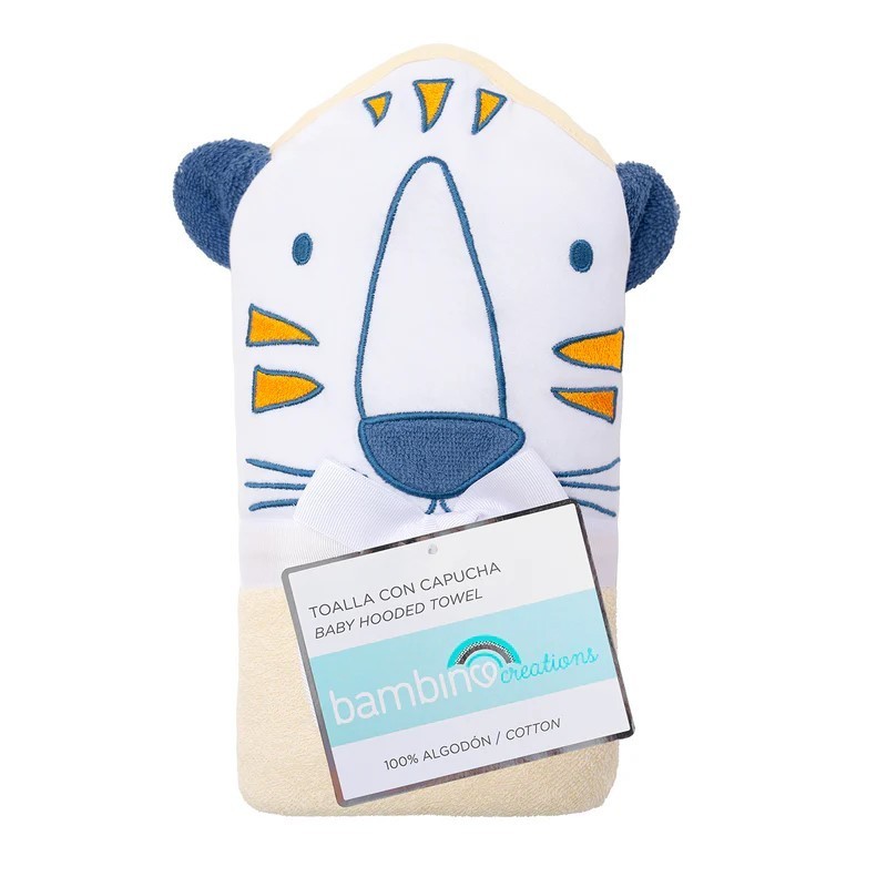 Toalla con Capucha 100% Algodón - Tigre y Oso