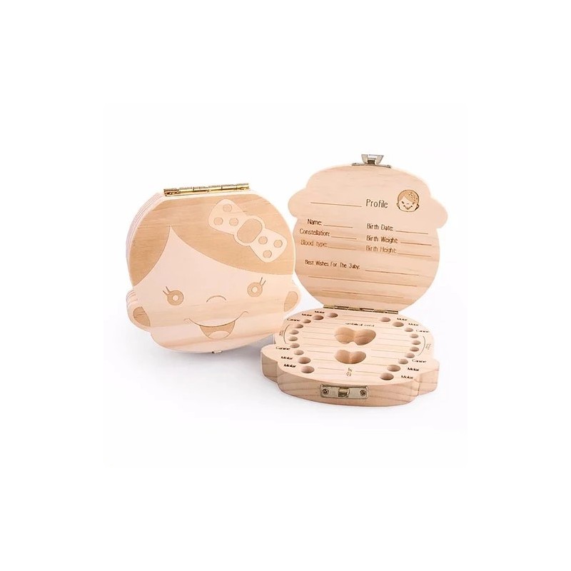 Cajita madera para guardar dientes