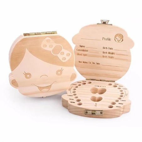 Cajita madera para guardar dientes