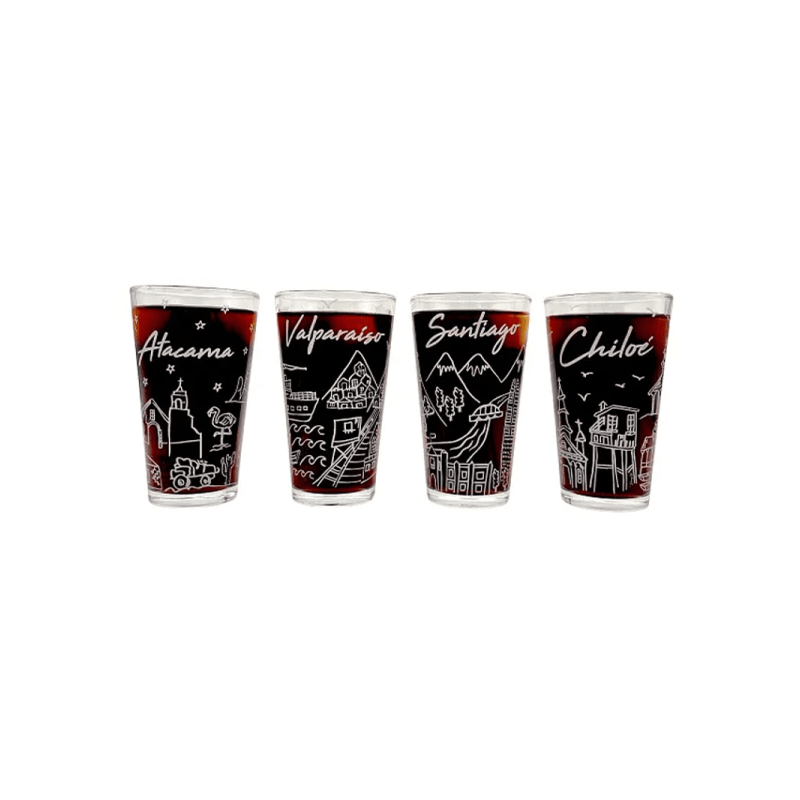 SET 4 VASOS CHILE COLLECTION GLASSO