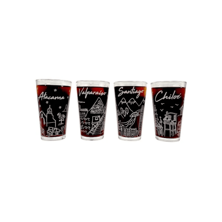 SET 4 VASOS CHILE COLLECTION GLASSO