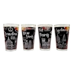 SET 4 VASOS CITY COLLECTION GLASSO