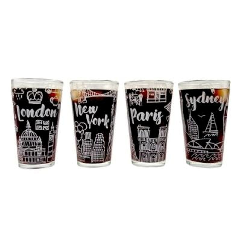 SET 4 VASOS CITY COLLECTION GLASSO