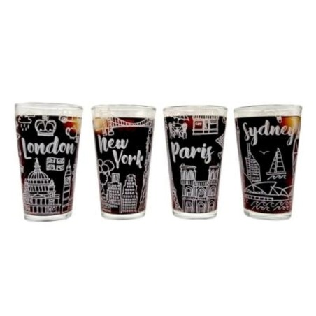 SET 4 VASOS CITY COLLECTION GLASSO